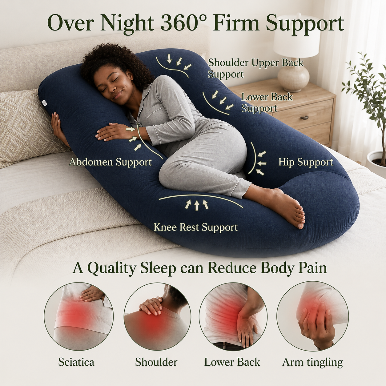 J-Shaped Body Pillow