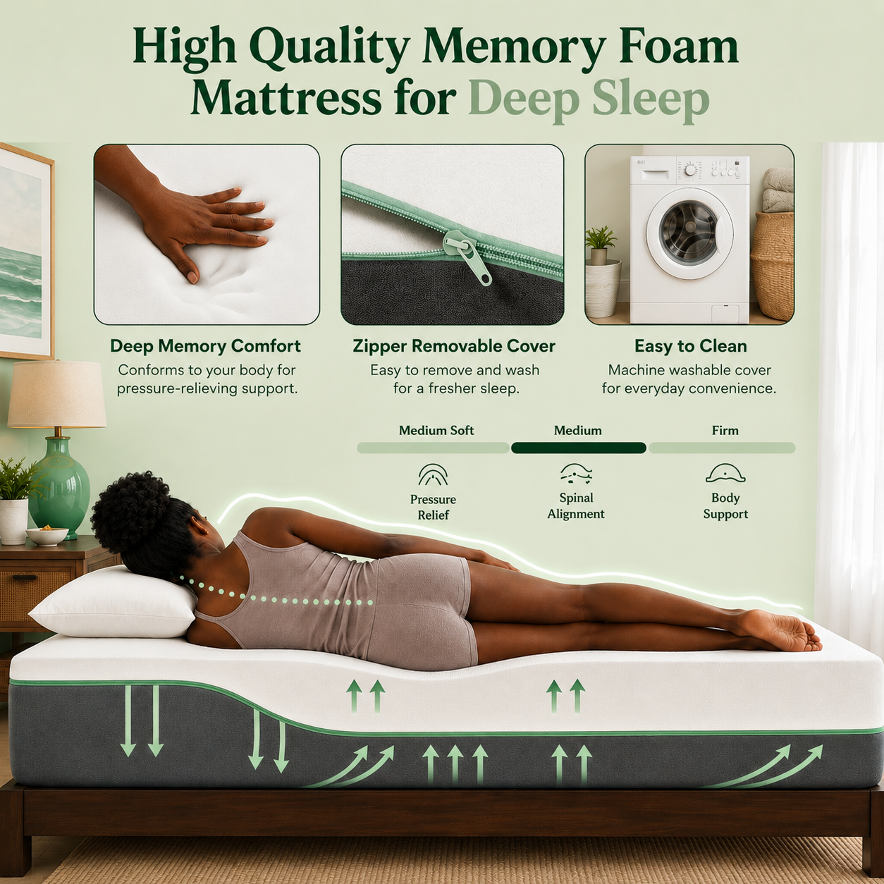 Extra Firm/Medium Firm Memory Foam Dual-Sided Reversible Mattress